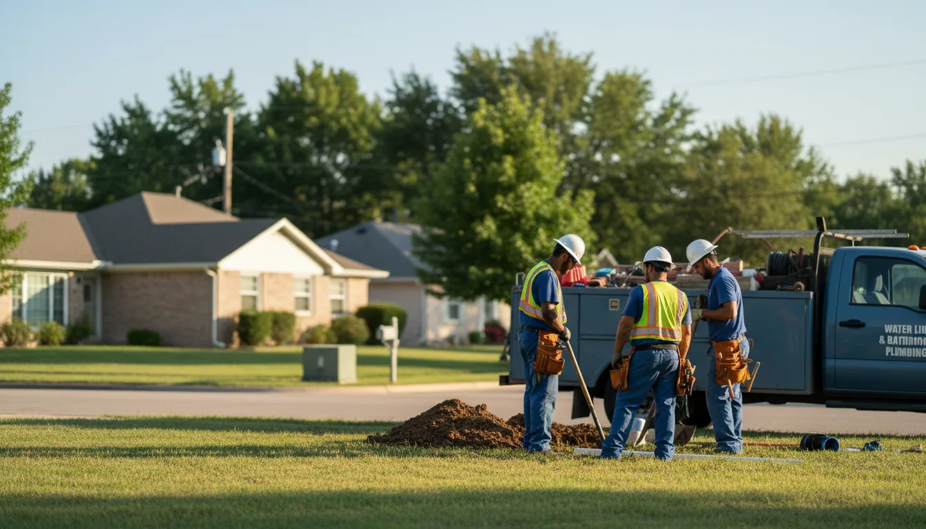 Residential water line and bathroom plumbing service in Lamar, OK
